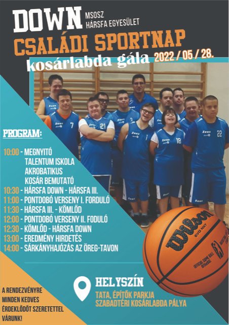 Down Családi Sportnap és Kosárlabda Gála lesz Tatán, május 28-án!